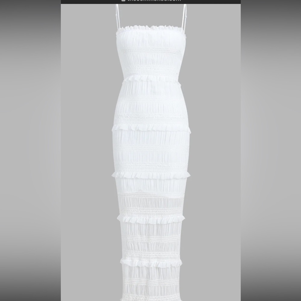 Aegean Ruffle Zippered Midi Dress- White XL